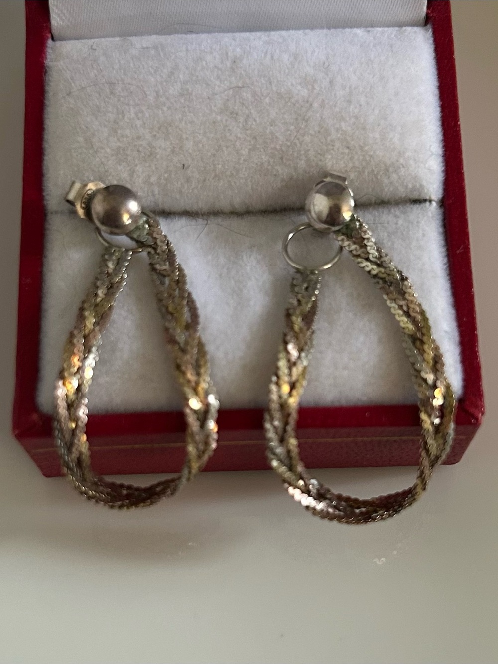 Two Tone 925 Italian Silver Braided Hoop Earrings